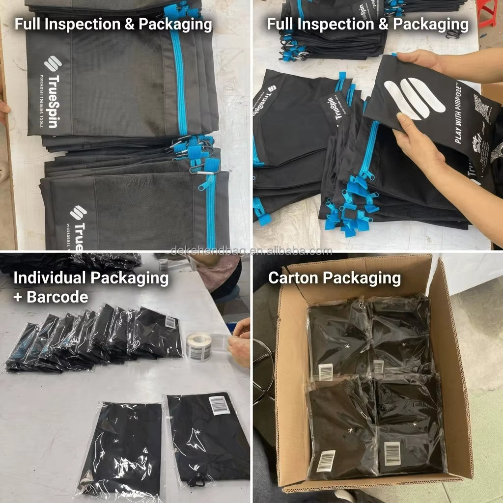 OEM ODM Portable Reusable Black Polyester Sports Gear Mesh Storage Bag Zipper Gift Packaging Fabric Net Pouch for Custom
