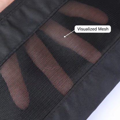 OEM ODM Portable Reusable Black Polyester Sports Gear Mesh Storage Bag Zipper Gift Packaging Fabric Net Pouch for Custom