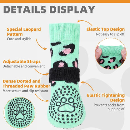 anti Slip Dog Socks for Hot/Cold Pavement to Prevent Licking Paws, Dog Boots&Paw Protector with Grippers for Hardwood Floors,Traction Control No Twist Booties for Small Medium Large Dogssm